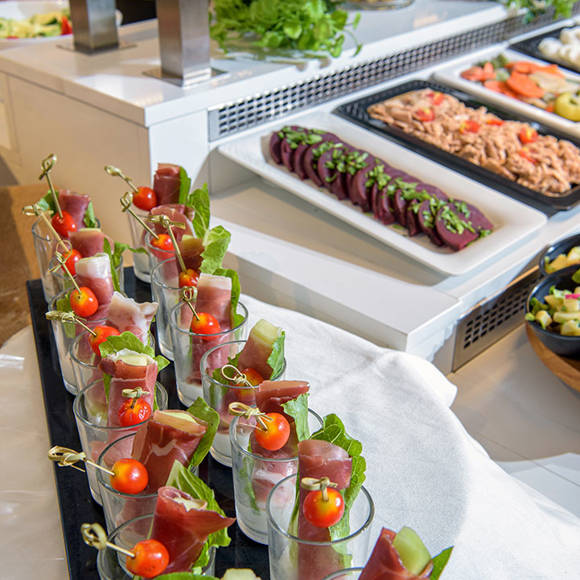 Buffet setup with appetizers