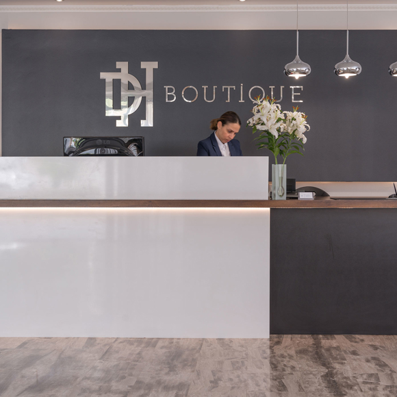 Dore Hotel modern reception close up 