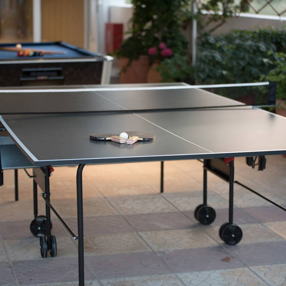 Outdoor billiards and ping pong tables 